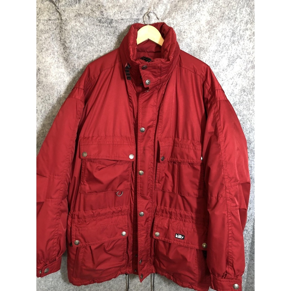 Killy Technical Equipment Jacket Men Large Red Classic Line Ski Winter Coat Hood